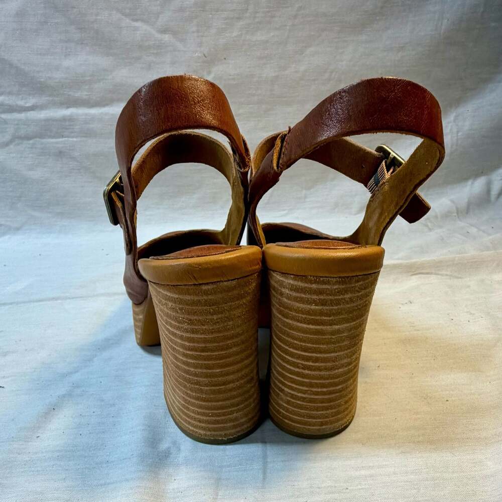 Kork-Ease Vanya Tan Leather Mary Jane Platform Wedge Sandals Size 7M - Picture 5 of 11